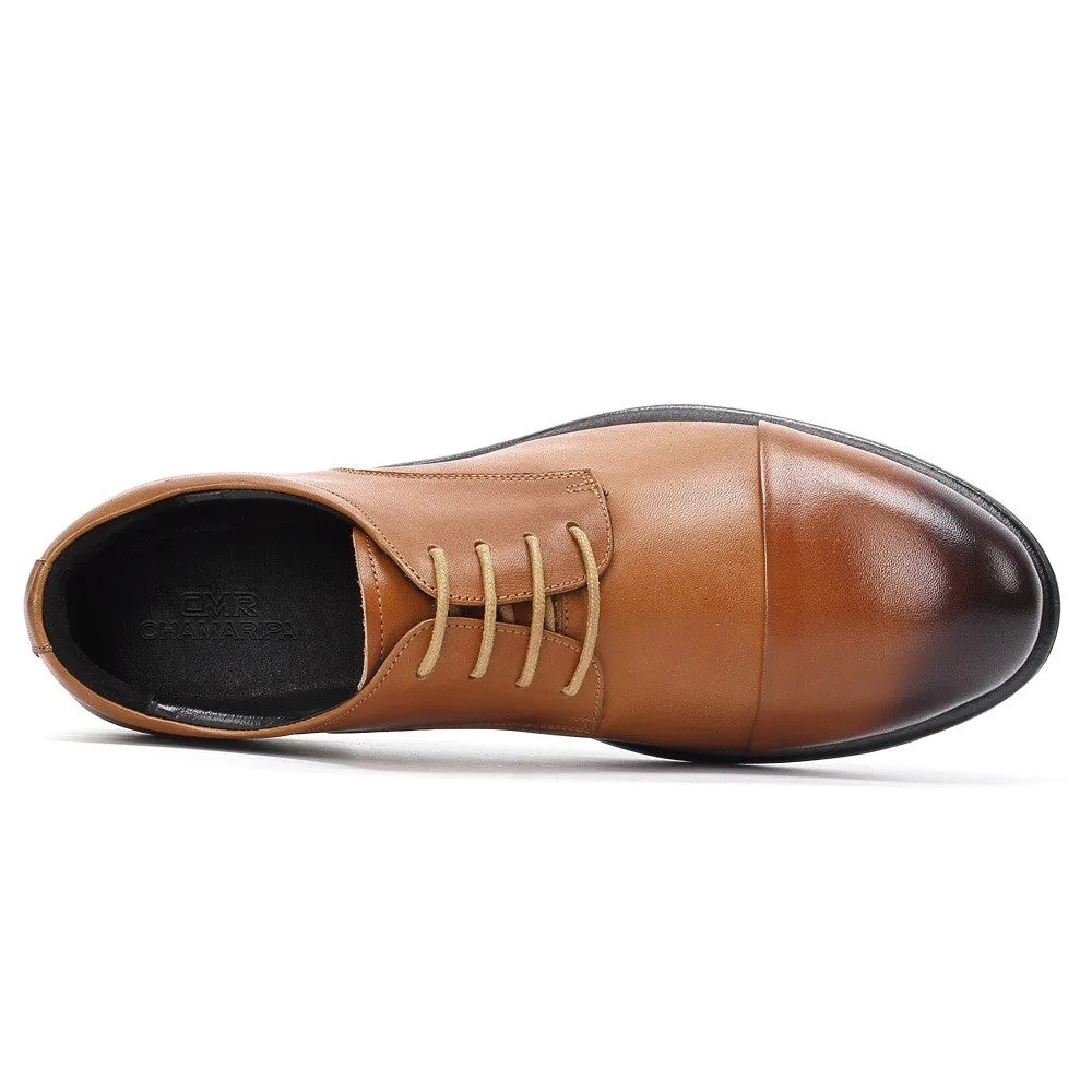 7 CM/2.76 Inches CMR CHAMARIPA Men's Shell Cordovan Elevator Derby Shoes – Goodyear Welted Brown