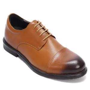 7 CM/2.76 Inches CMR CHAMARIPA Men's Shell Cordovan Elevator Derby Shoes – Goodyear Welted Brown