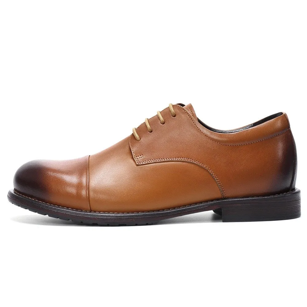 7 CM/2.76 Inches CMR CHAMARIPA Men's Shell Cordovan Elevator Derby Shoes – Goodyear Welted Brown