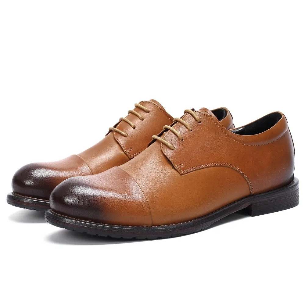 7 CM/2.76 Inches CMR CHAMARIPA Men's Shell Cordovan Elevator Derby Shoes – Goodyear Welted Brown