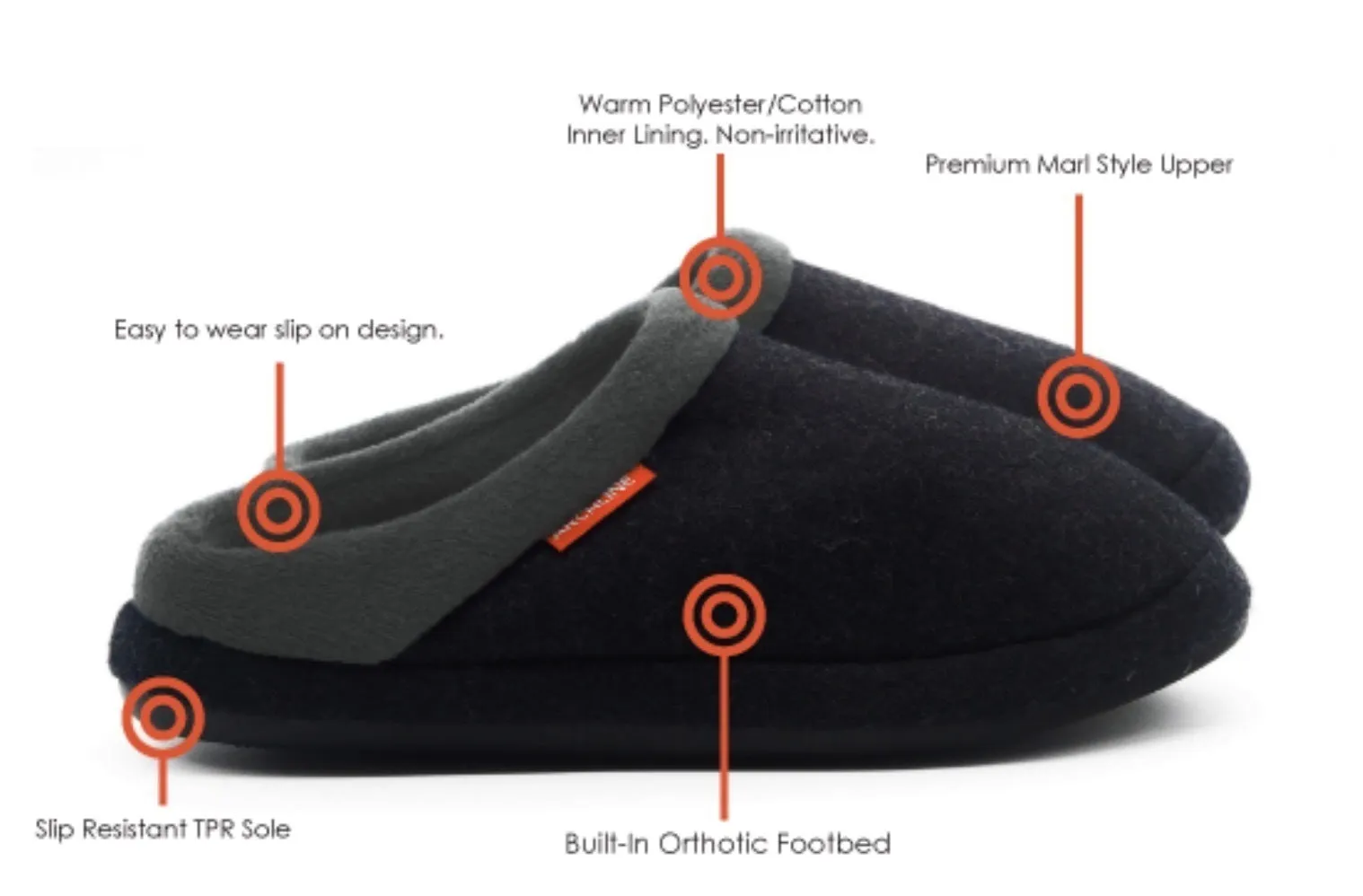 ARCHLINE Orthotic Slippers Slip On Arch Scuffs Orthopedic Moccasins - Charcoal Marle - EUR 40