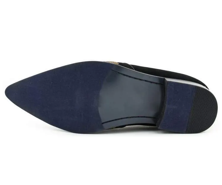 Bolano Dezzy Sparkling Gold Glitter Men's Tuxedo Slip On Dress Shoes