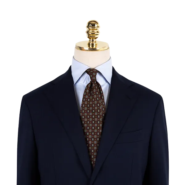 Brown Floral Printed Silk Tie - 3 Fold