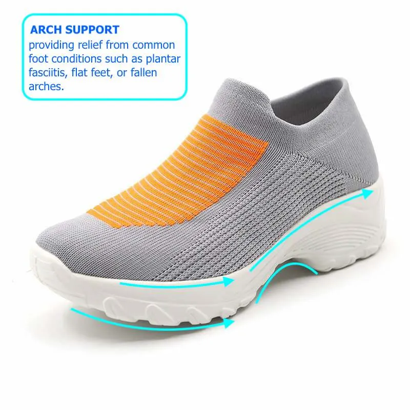 Cuzcare Women Orthopedic Shoes Arch Support Breathable Elastic Shoes