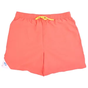 DryFins Boys Anti-Chafe Swim Trunks in Coral Red - Built-in Compression Liner