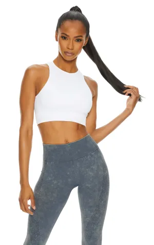 Get Up And Go Seamless Rib High-Neck Sports Bra | White
