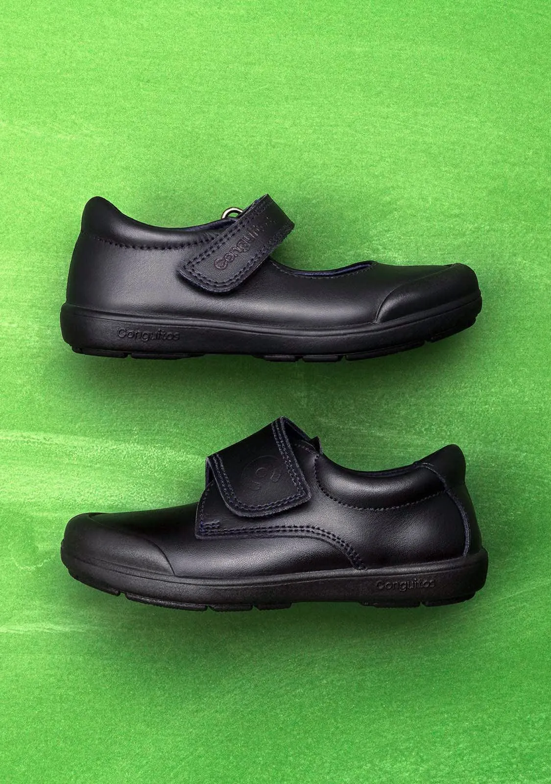 Girl's Navy Washable Leather School Shoes