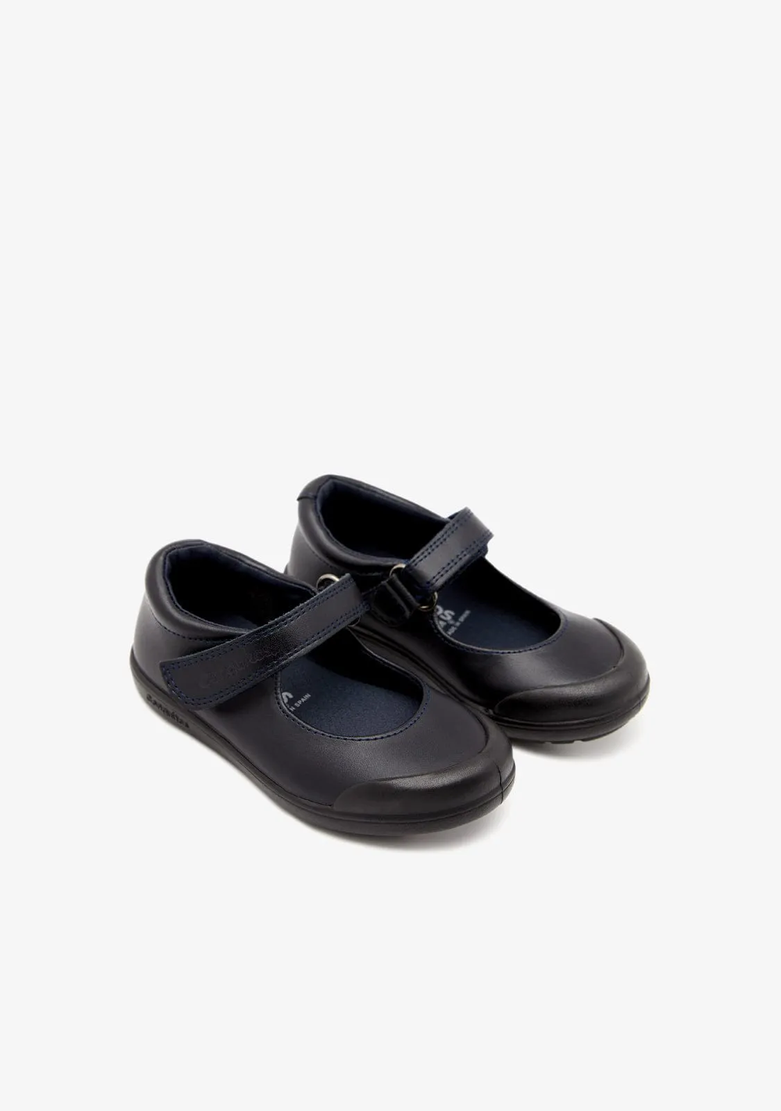 Girl's Navy Washable Leather School Shoes
