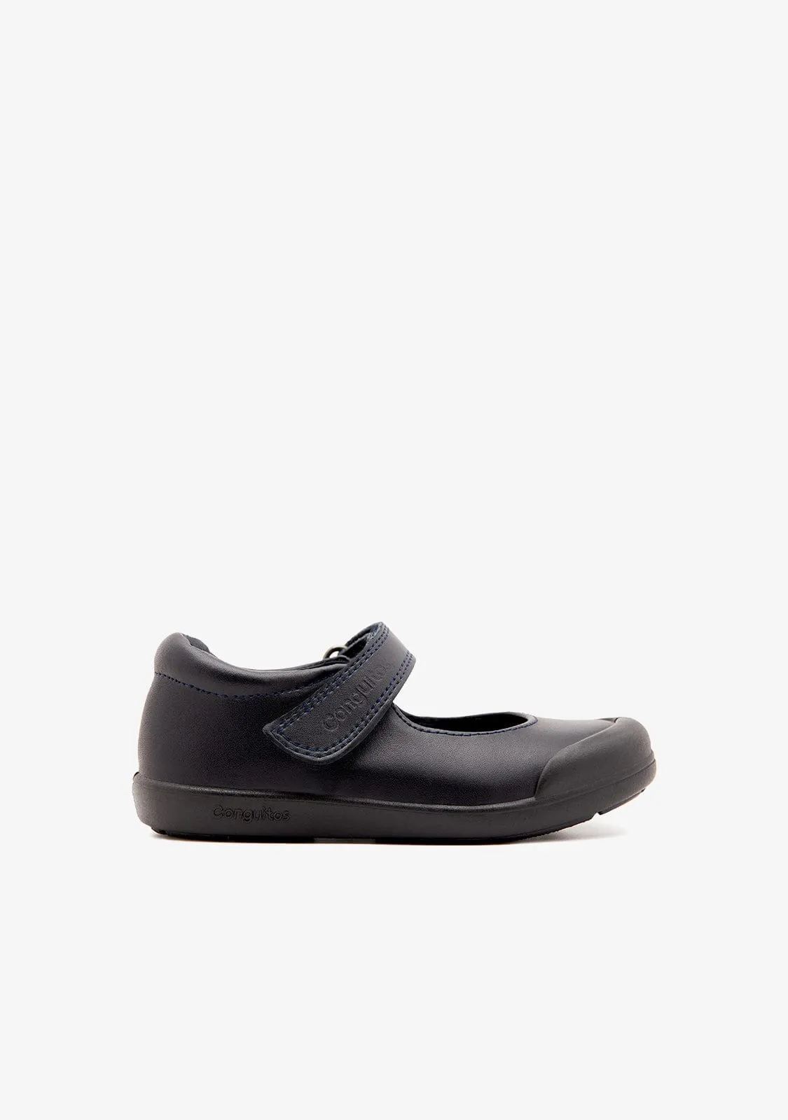 Girl's Navy Washable Leather School Shoes