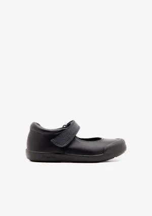 Girl's Navy Washable Leather School Shoes
