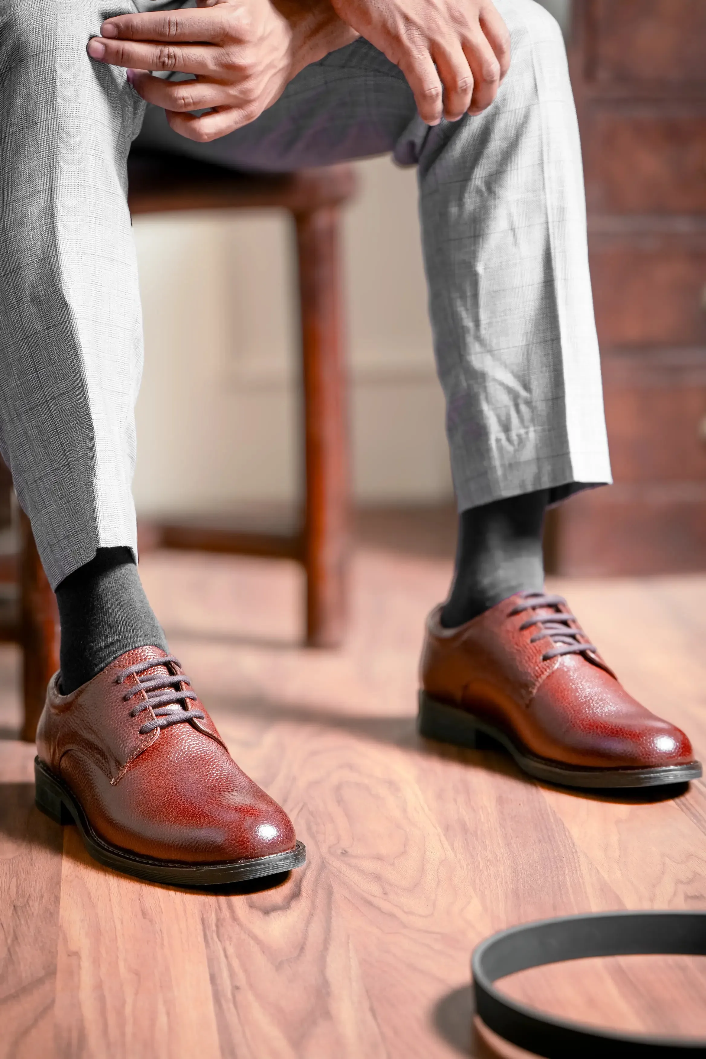 Grand Full Grain Leather Plain Derby Lace Ups