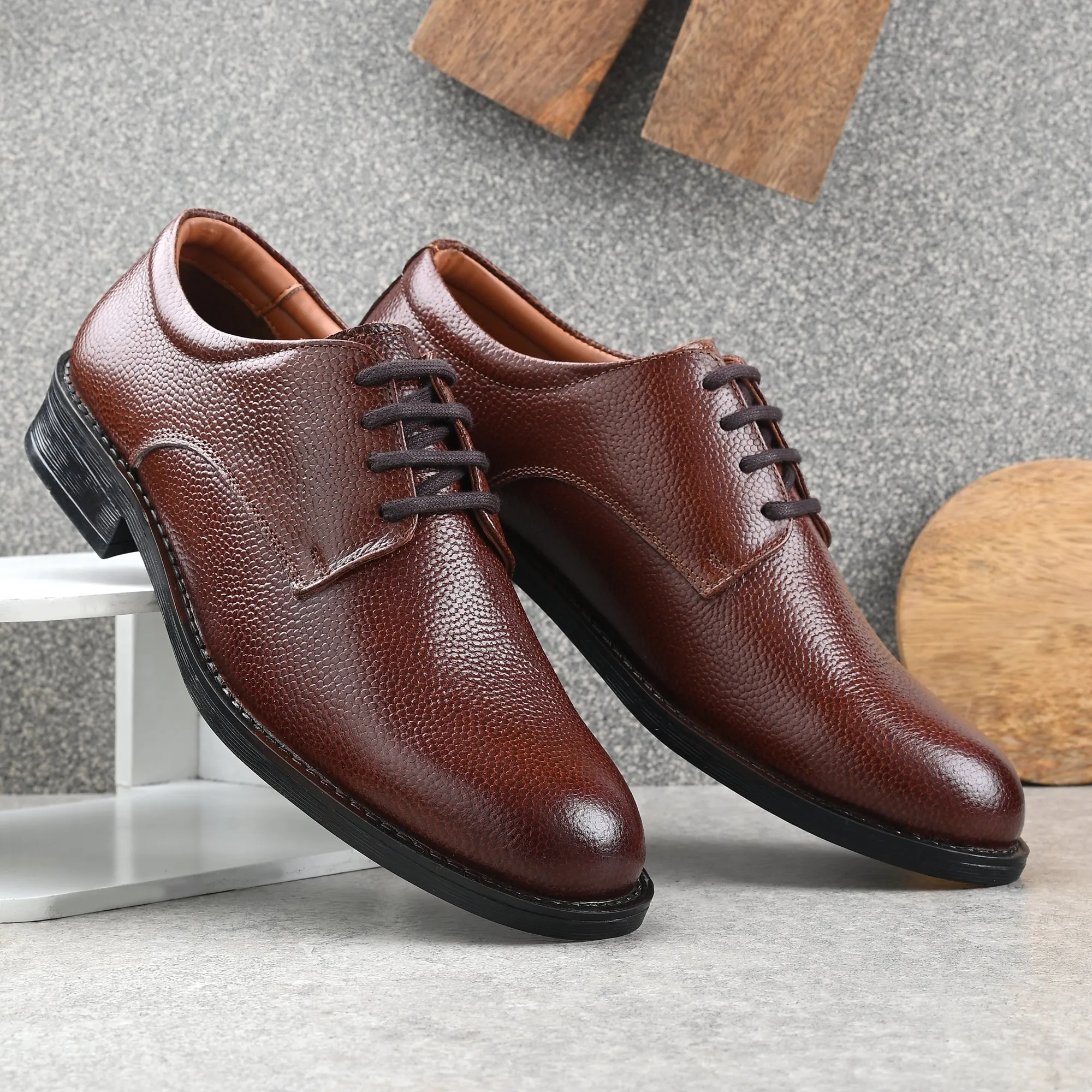 Grand Full Grain Leather Plain Derby Lace Ups