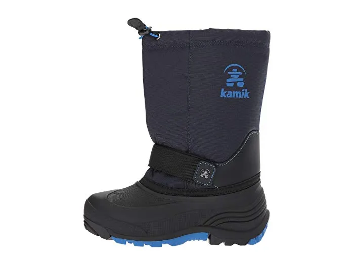 Kamik Kids' Rocket Snow Boot Navy Waterproof Pull On Rounded Toe Snow Boots
