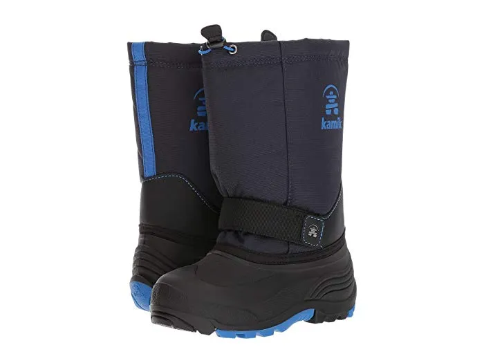 Kamik Kids' Rocket Snow Boot Navy Waterproof Pull On Rounded Toe Snow Boots