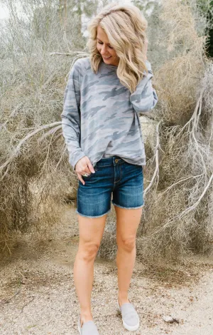 Lace-up Back Camo Sweatshirt