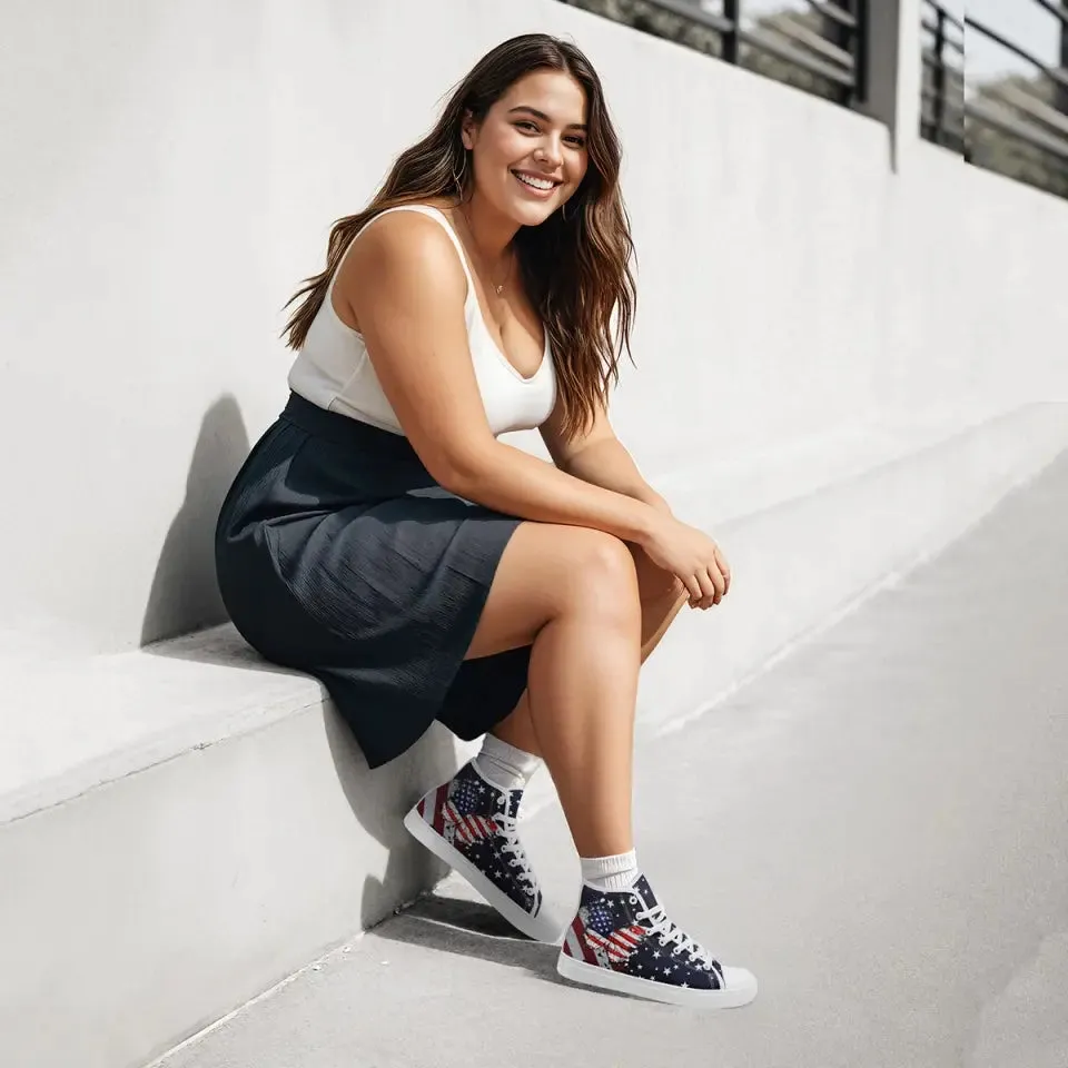 Luxury Gifts,Personalized Patriotic Sneakers, Custom Butterfly Design Shoes, High-Top Casual Shoe, Gift Shoes