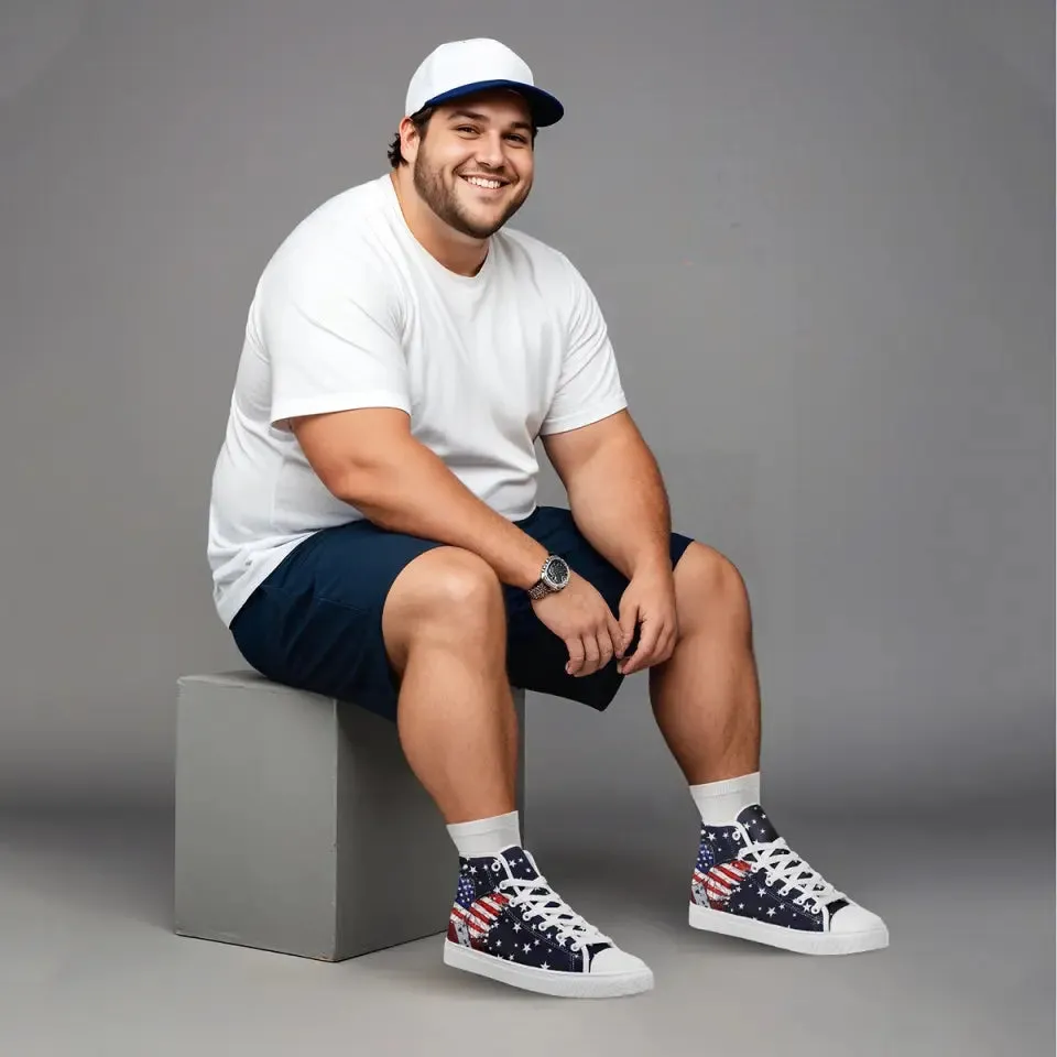 Luxury Gifts,Personalized Patriotic Sneakers, Custom Butterfly Design Shoes, High-Top Casual Shoe, Gift Shoes