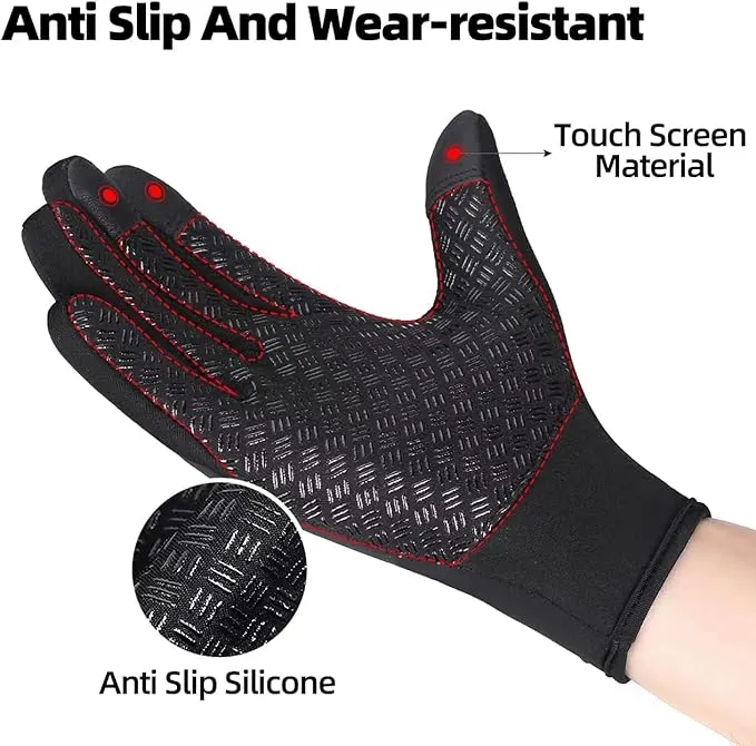 New ASPCOK Winter Gloves for Women, Waterproof Touch Screen Anti-Slip Gloves Windproof Thermal Sports Gloves Sz Large