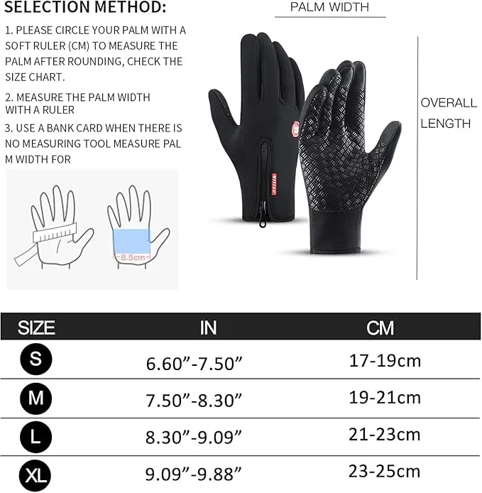 New ASPCOK Winter Gloves for Women, Waterproof Touch Screen Anti-Slip Gloves Windproof Thermal Sports Gloves Sz Large