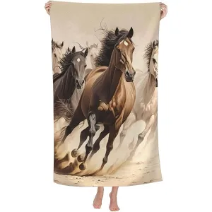 NEW Beach Towel Microfibre Oversized 40X70in Bath Towel Extra Large for Kids Men and Women for Travel Gym Yoga Sports Swim Camping Spa Sunbed Cover Animals Horse Print