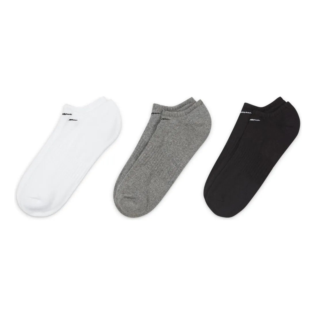 Nike Everyday Cushioned No-Show Socks 3 Pack White / Black / Grey