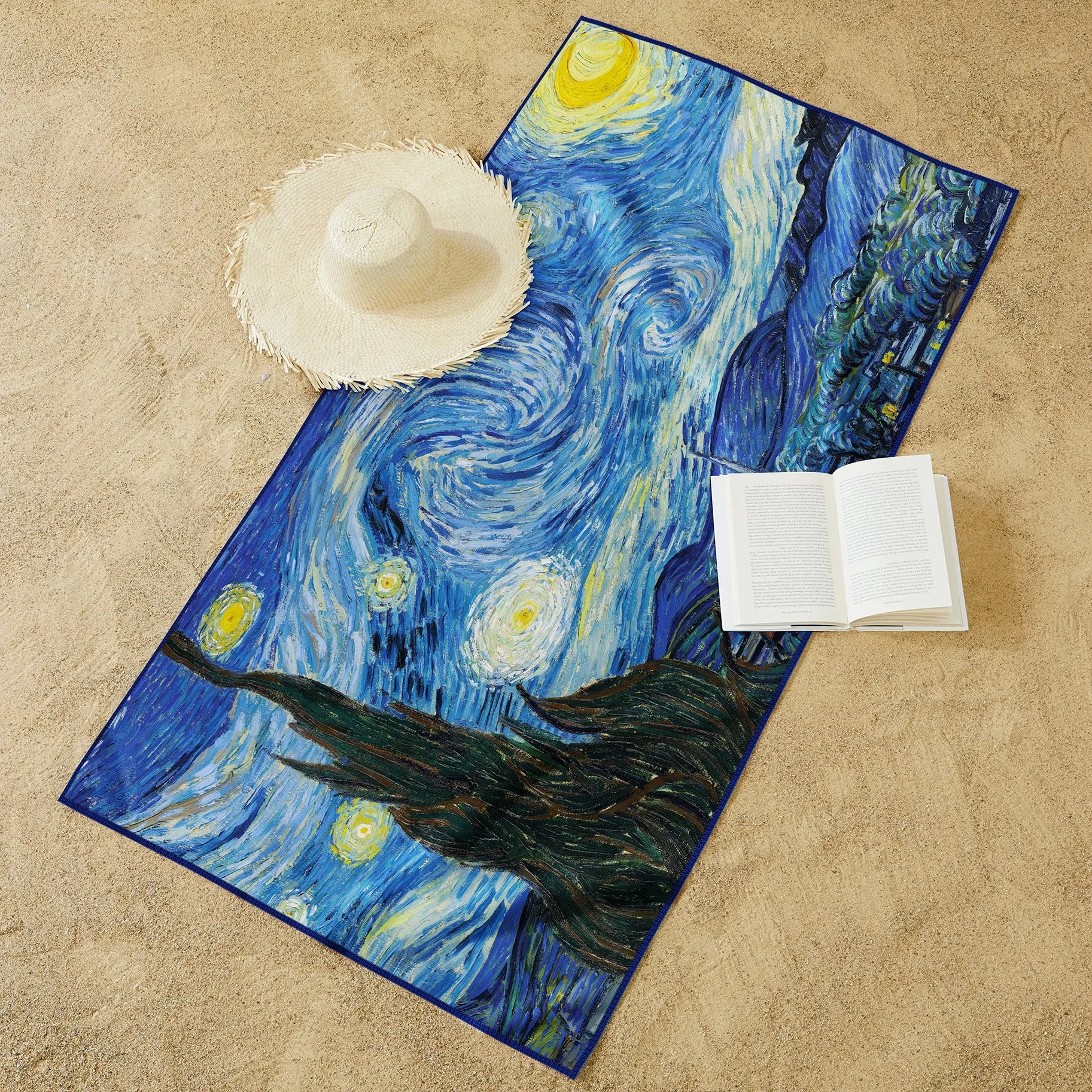 Oversized Beach Towel 40x63" - Microfiber, Quick-Dry, van Gogh Starry Night