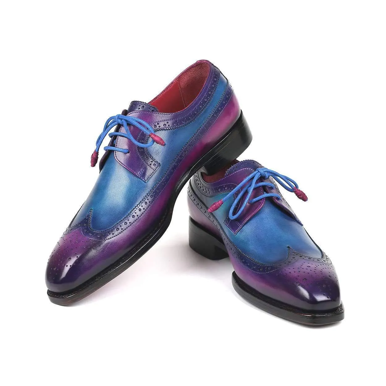 Paul Parkman Men's Purple and Blue Goodyear Wealted Wing Tip Derby Oxfords 511V63 (PM6136)