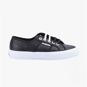 Superga Women's 2750 Tumbled Leather Classic Sneakers Black White