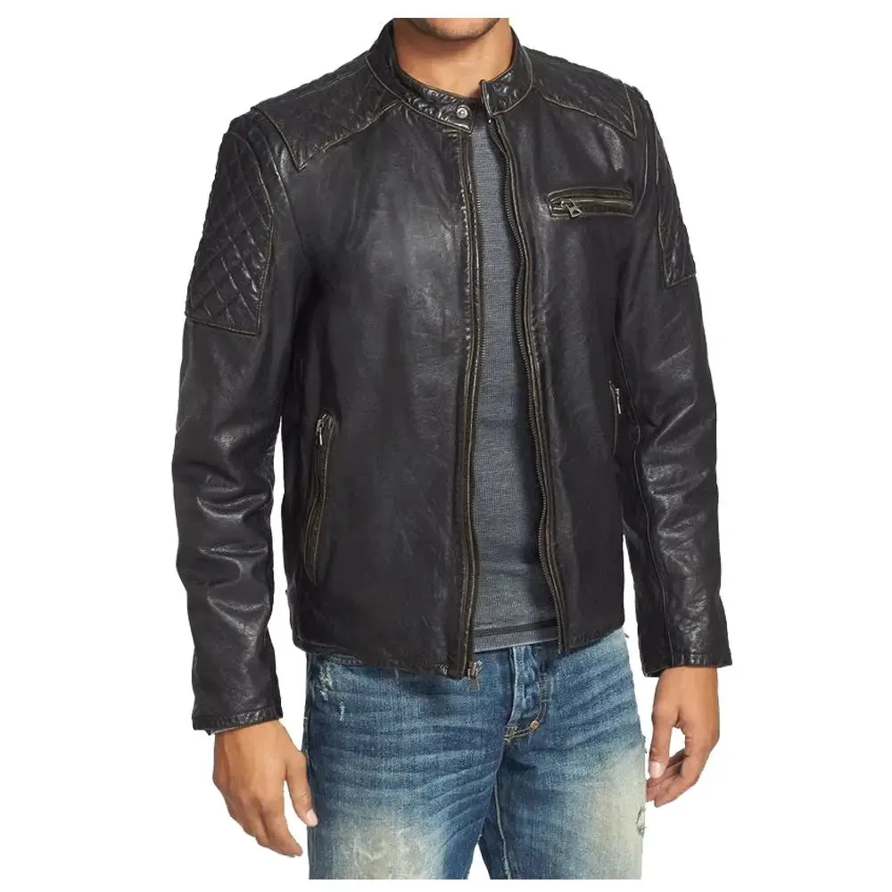 Vintage Black Bomber Fashion Leather Jacket – Classic & Stylish