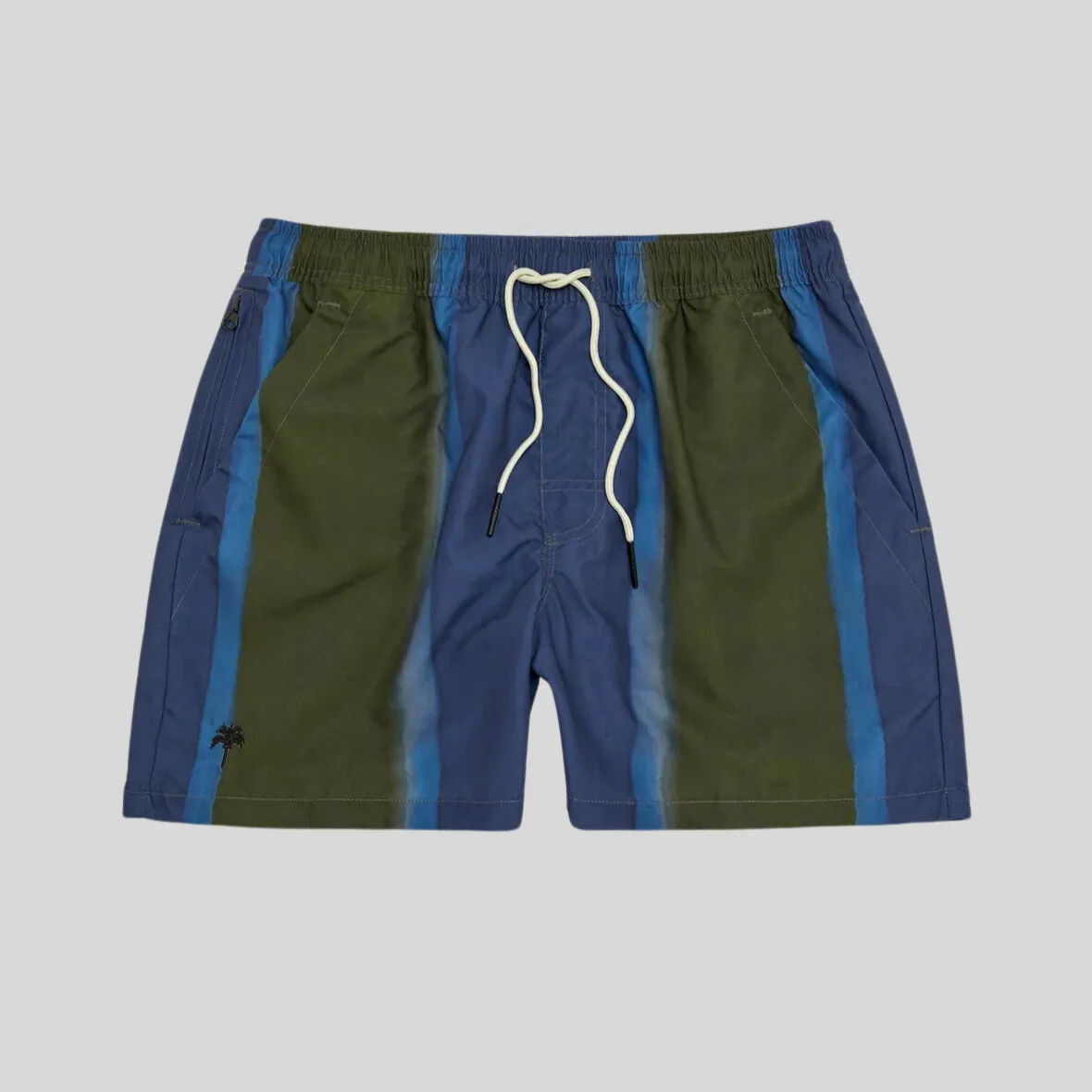 Wide Stripe Swim Shorts - Blue/Army