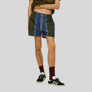 Wide Stripe Swim Shorts - Blue/Army