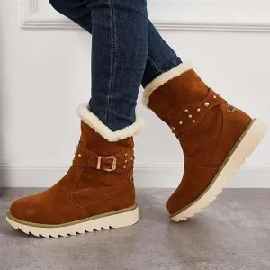 Women's Casual Rivet Buckle Thick-Soled Snow Boots 63648246S