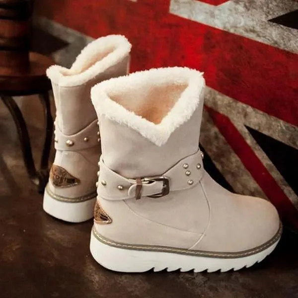 Women's Casual Rivet Buckle Thick-Soled Snow Boots 63648246S