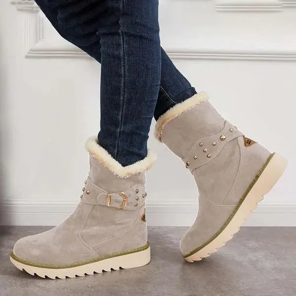 Women's Casual Rivet Buckle Thick-Soled Snow Boots 63648246S