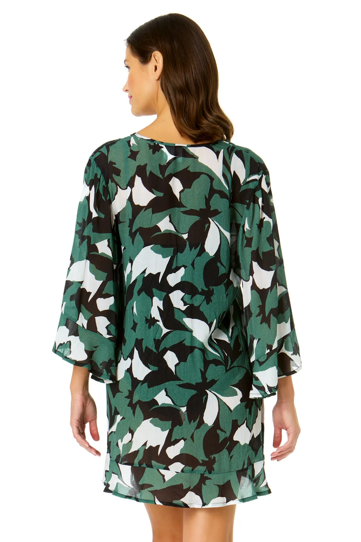 Women's Desert Bloom Flounce V Neck Tunic Swimsuit Cover Up