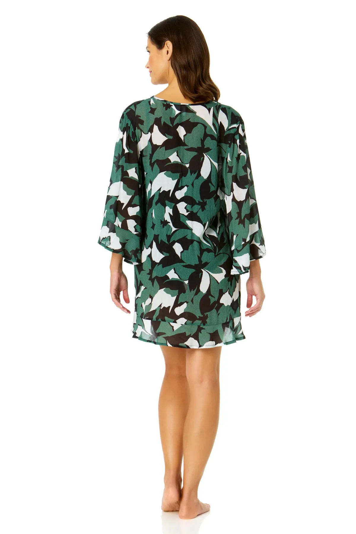 Women's Desert Bloom Flounce V Neck Tunic Swimsuit Cover Up